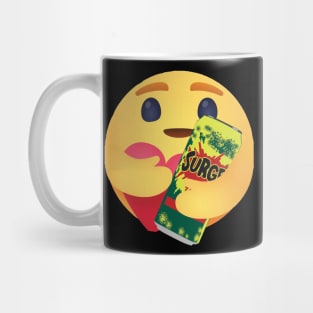 Surge 90s soda drink care hug emoji Mug